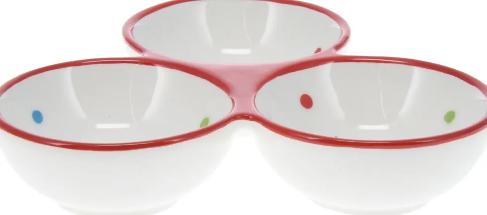 Serveerschaal Peperkoek wit 3-vaks D 19 H 4,3 cm