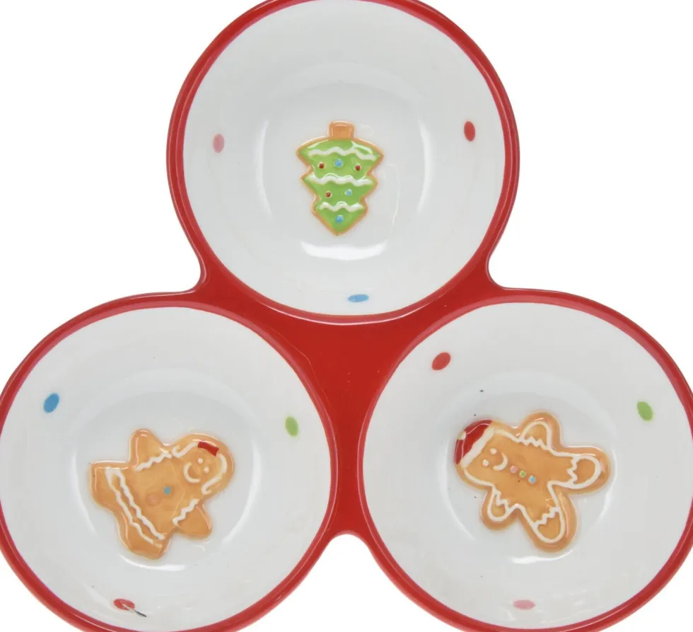 Serveerschaal Peperkoek wit 3-vaks D 19 H 4,3 cm