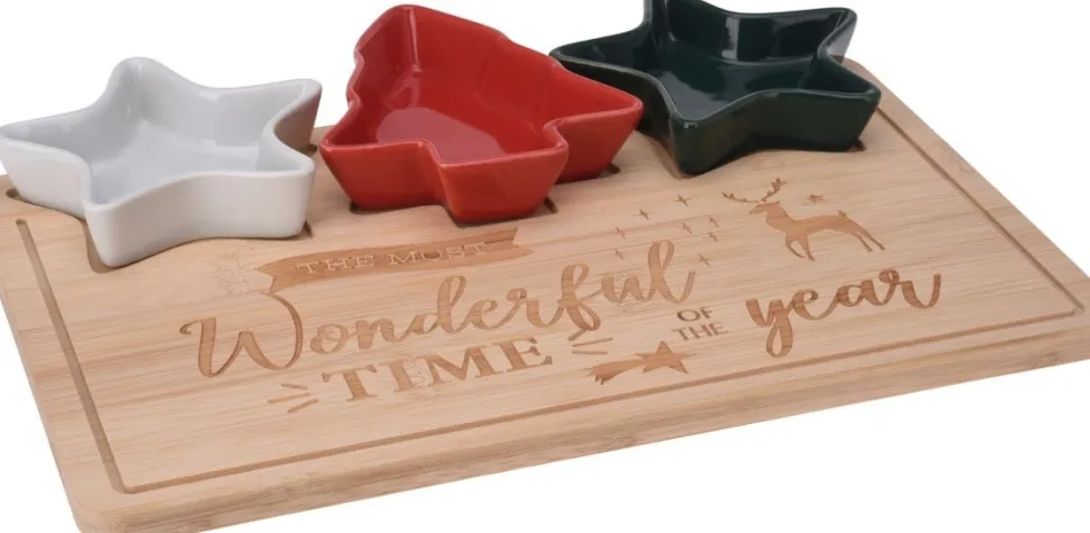 Serveerset Kerst 4 wit / rood / groen 4-delig