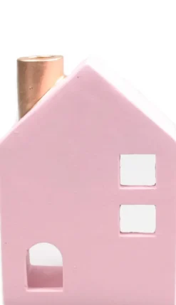 SID waxinelichthouder Huisje roze 7,5 x 5,5 x 11,5 cm