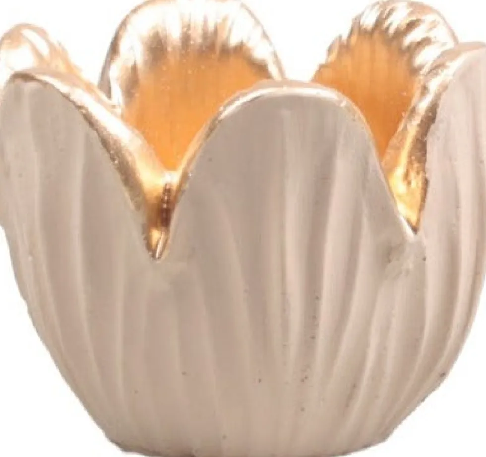 SID waxinelichthouder Tulipa bruin / goud D 8,5 H 6,5 cm