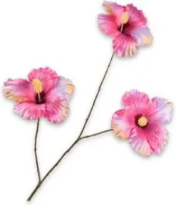 Silk-ka kunstbloem Chinese roos roze H 124 cm