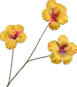 Silk-ka kunstbloem Chinese roos geel H 85 cm