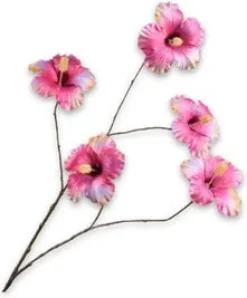 Silk-ka kunstbloem Chinese roos roze H 136 cm