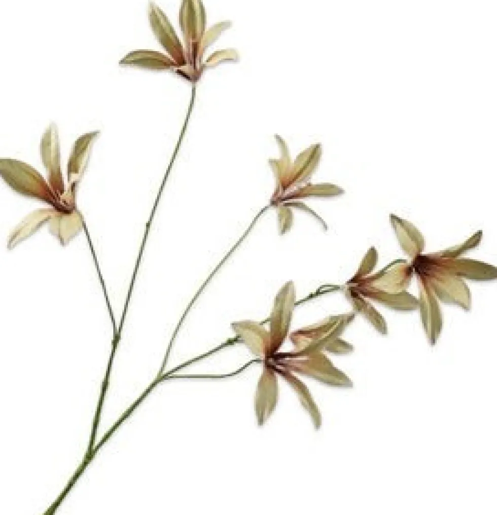 Silk-ka kunstbloem Lelie groen / roze H 85 cm