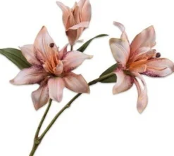 Silk-ka kunstbloem Lelie roze H 12 cm