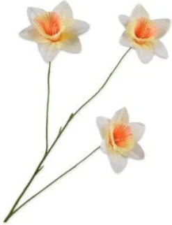 Silk-ka kunstbloem Narcis wit / geel H 100 cm
