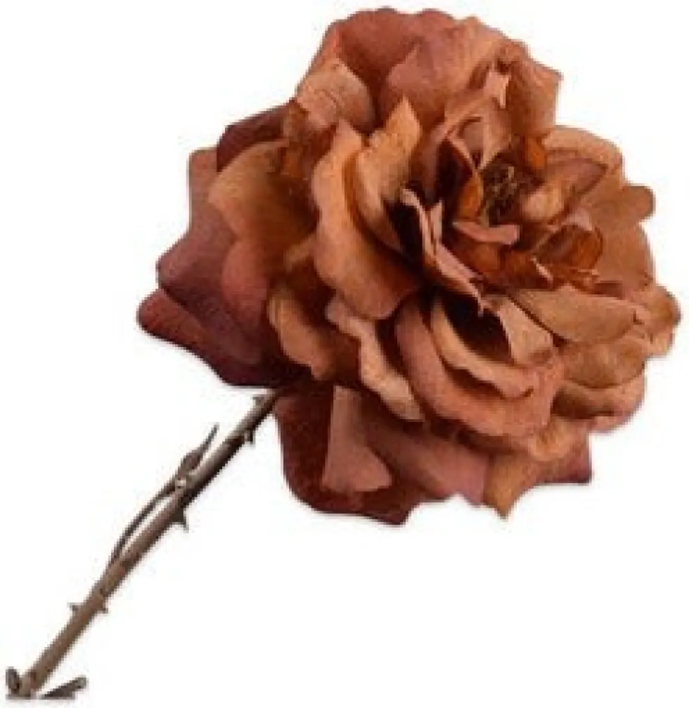 Silk-ka kunstbloem Roos bruin H 76 cm