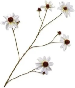 Silk-ka kunstbloem Zinnia wit H 91 cm