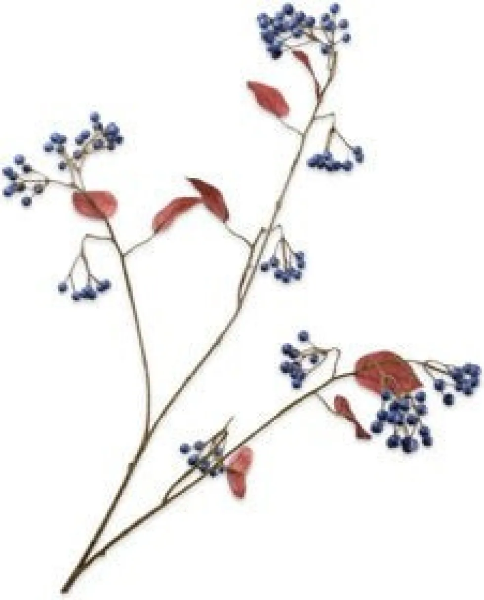 Silk-ka kunsttak Sneeuwbal met blad blauw H 94 cm