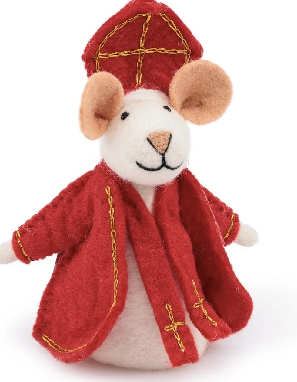 Sjaal met Verhaal sinterklaas decoratie sintermuis wit / rood 9 x 13 x 19 cm