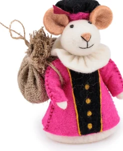 Sjaal met Verhaal sinterklaas decoratie Sint pietermuis fuchsia 11 x 13 x 17 cm