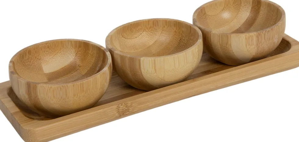 Tapasschalen naturel 20 x 20 x 1,5 cm 4-delige set
