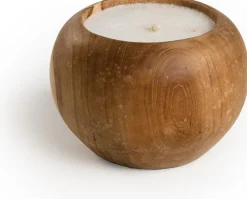 Tierra Outdoor kaars in pot teak naturel 28 uur D 18 H 12 cm