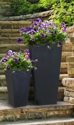 Tierra Verde bloempot Sonata antraciet 26 x 26 x 50 cm