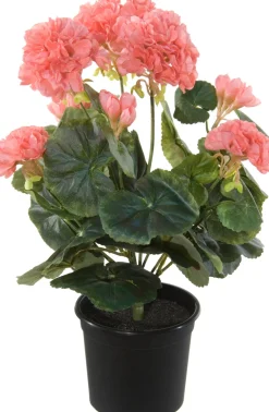 Tina kunstplant Geranium zalm H 35 cm