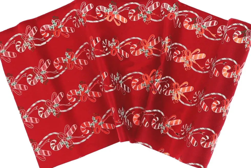 Unique Living decofabric Candy Cane rood 28 x 300 cm