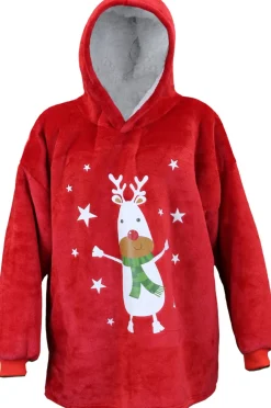 Unique Living hoodie Manon rood rendier onesize