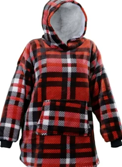 Unique Living hoodie Manon rood/zwart/wit ruit onesize
