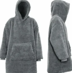 Unique Living hoodie Teddy donkergrijs onesize