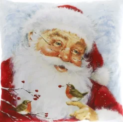 Unique Living kerstkussen Filip wit 45 x 45 x 10 cm