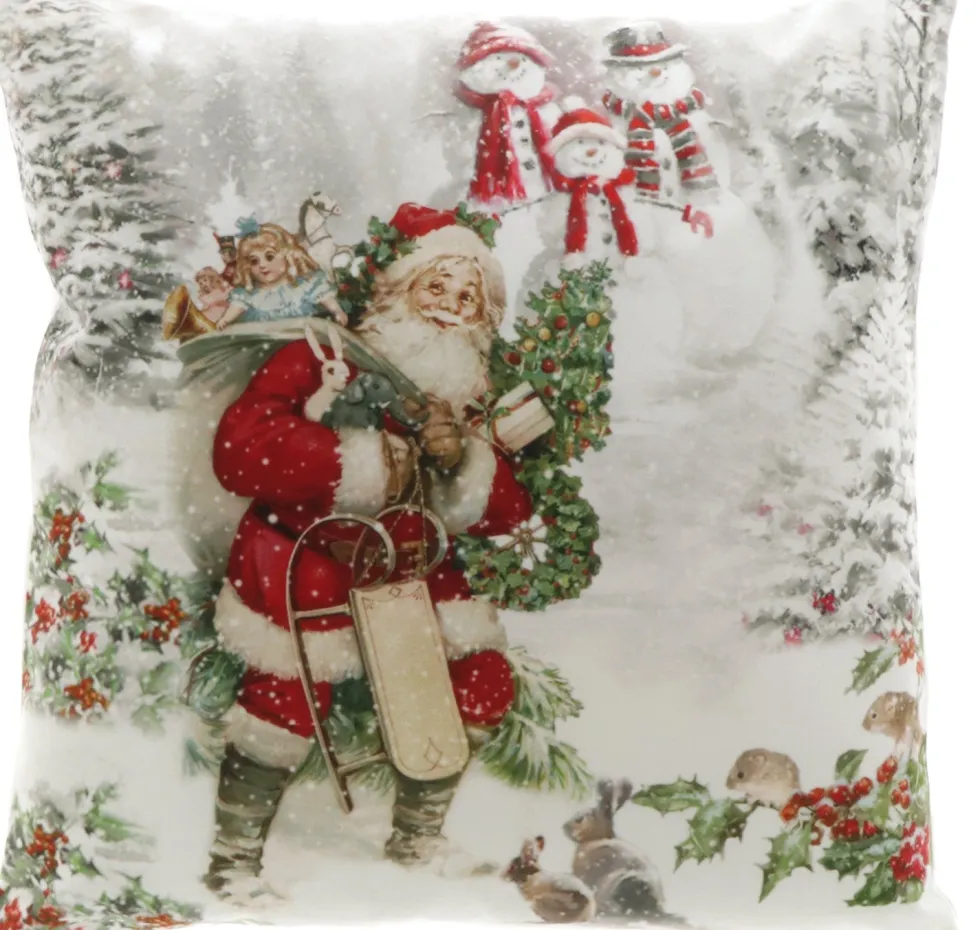 Unique Living kerstkussen Filip wit / rood 45 x 45 x 10 cm
