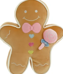 Unique Living kerstkussen Xmas Icons gingerbread bruin 40 x 40 x 10 cm