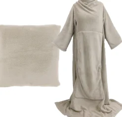 Unique Living omslagplaid Snuggle grijs met mouwen onesize