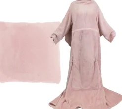 Unique Living omslagplaid Snuggle roze met mouwen onesize