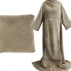 Unique Living omslagplaid Snuggle taupe met mouwen onesize
