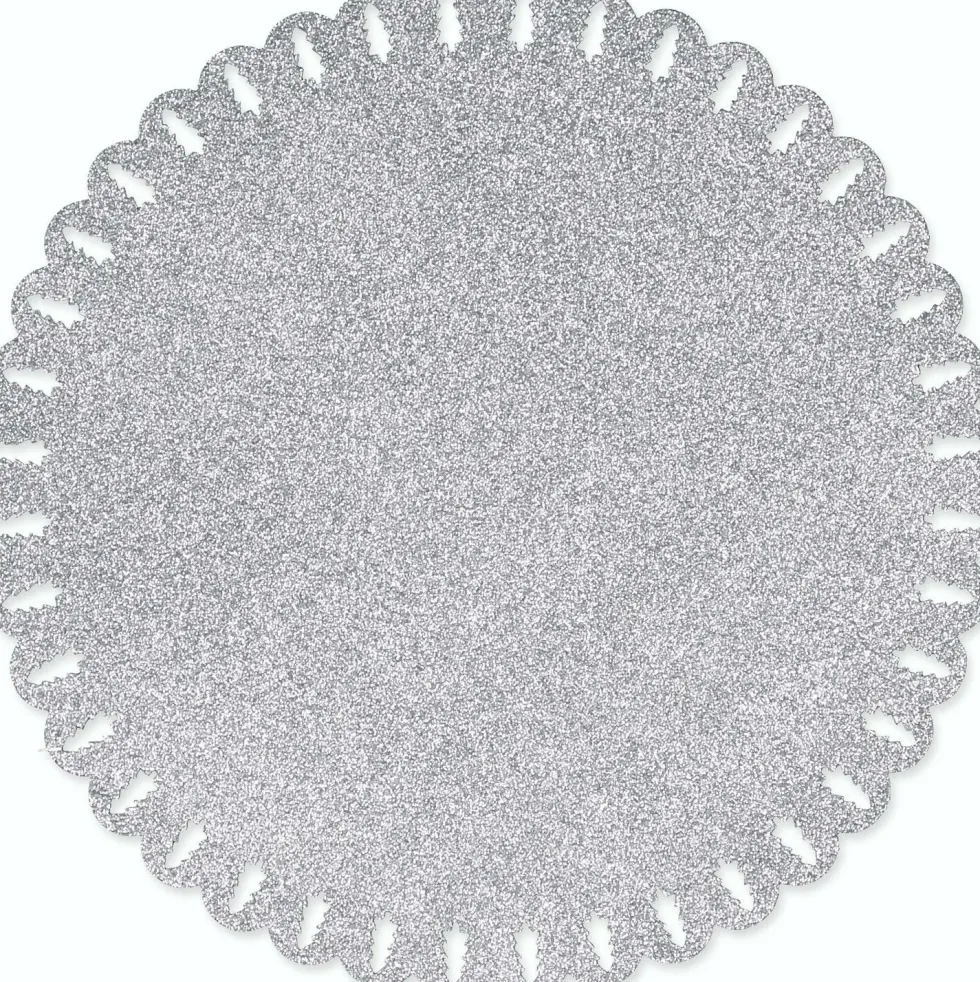 Unique Living placemat Xmas Tree zilver D 38 cm