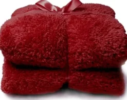 Unique Living plaid Teddy donkerrood 150 x 200 cm