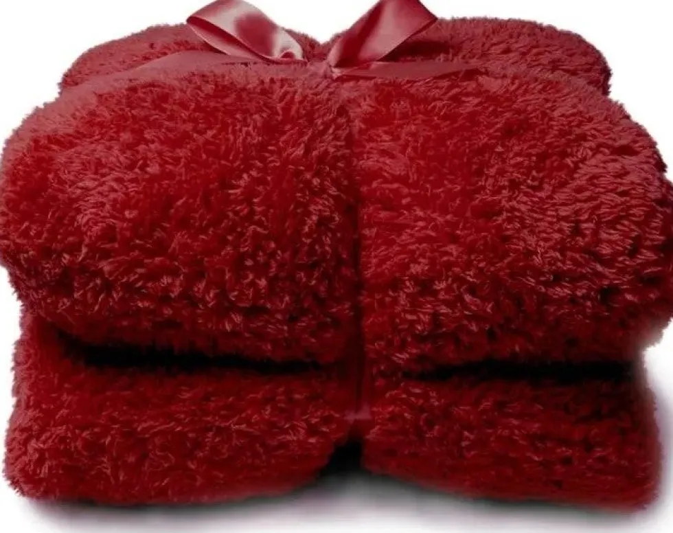 Unique Living plaid Teddy donkerrood 150 x 200 cm