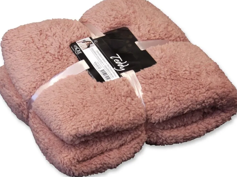 Unique Living plaid Teddy roze 150 x 200 cm