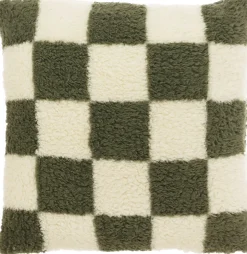 Unique Living sierkussen Check wit / groen 53 x 53 cm
