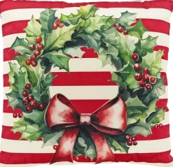 Unique Living sierkussen Lucy kerstkrans rood 45 x 45 x 10 cm