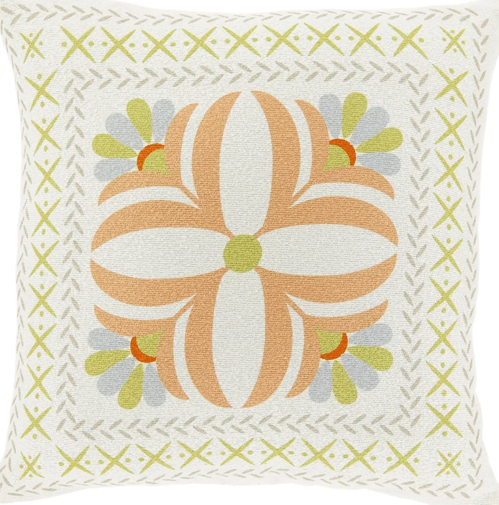Unique Living sierkussen Riaz wit / oranje 45 x 45 cm