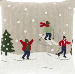 Unique Living sierkussen Snow wintersport 45 x 45 cm