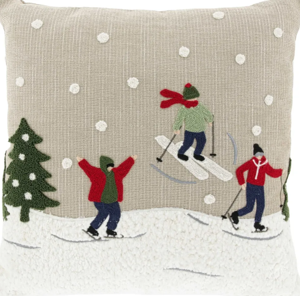 Unique Living sierkussen Snow wintersport 45 x 45 cm