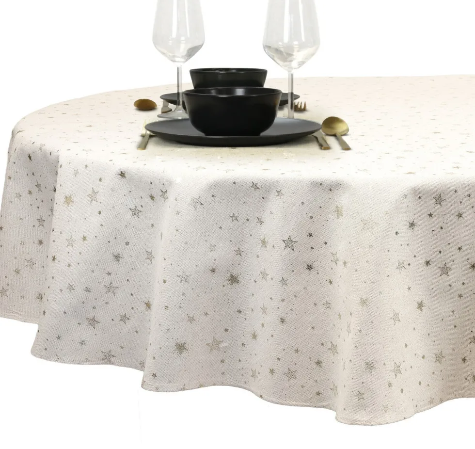 Unique Living tafelkleed Quin crème D 170 cm