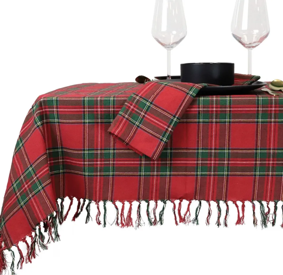 Unique Living tafelkleed Tartan rood 150 x 250 cm