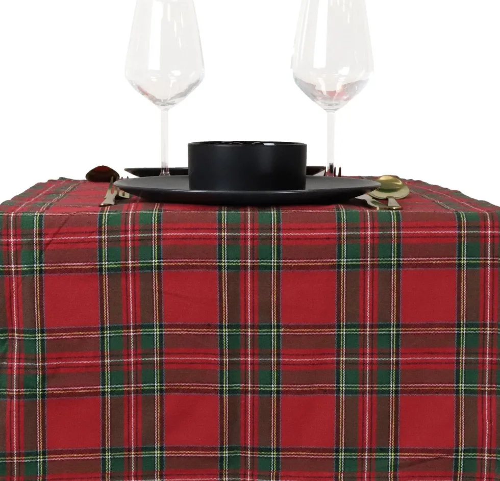 Unique Living tafelloper Tartan rood 45 x 150 cm