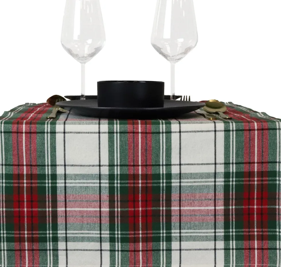 Unique Living tafelloper Tartan wit 45 x 150 cm