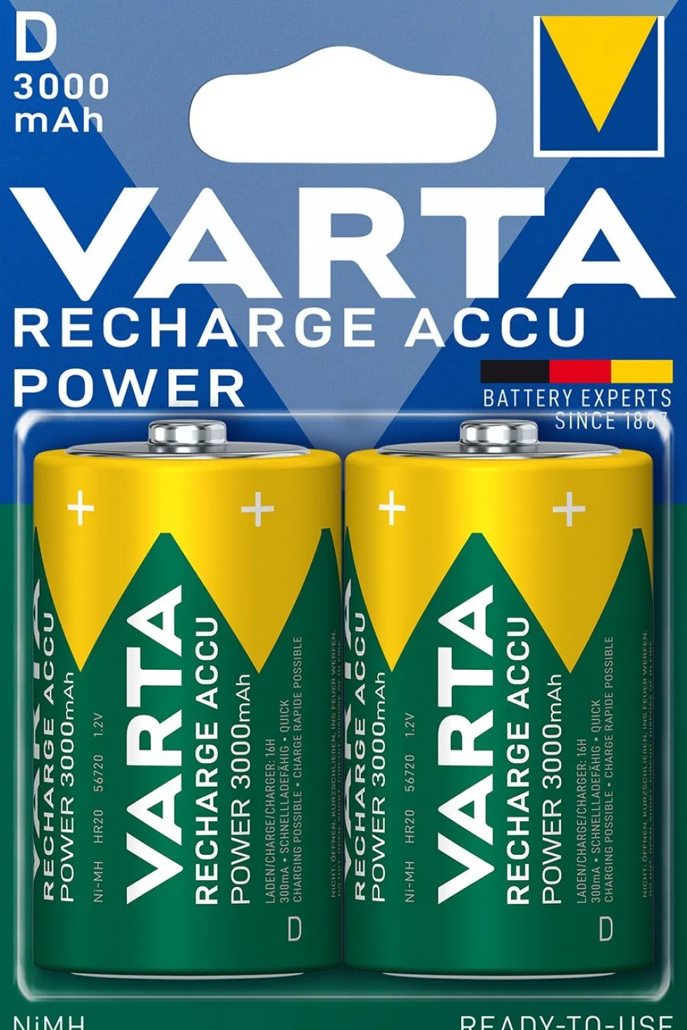 Varta D oplaadbare batterij Accu Power 2 stuks