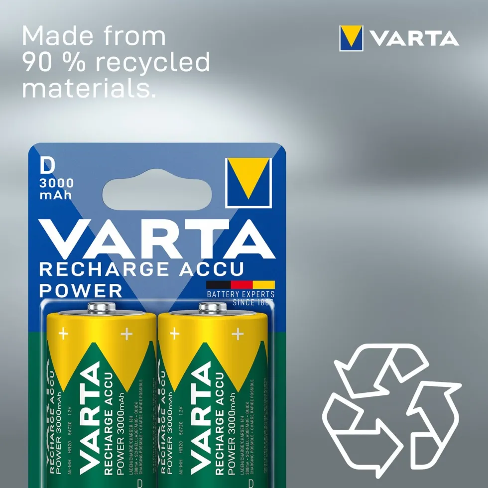 Varta D oplaadbare batterij Accu Power 2 stuks