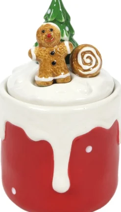 Voorraadpot Gingerbreadman rood D 9,5 H 15,5 cm