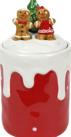 Voorraadpot Gingerbreadman rood D 12,5 H 23 cm