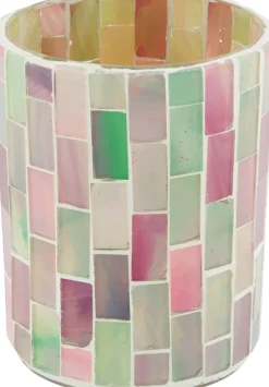 Waxinelichthouder Moza roze / groen D 8 H 10 cm