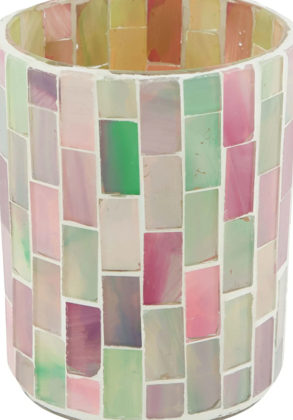 Waxinelichthouder Moza roze / groen D 8 H 10 cm