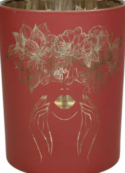 Waxinelichthouder roze D 10 H 12,5 cm